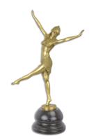 EEN GEPOLIJST BRONZEN BEELD VAN DE DANSERES VAN PALMYRA - thumbnail