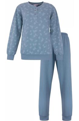 Tenderness fleece dames pyjama - Denim Blauw - blauwe warme winter pyjama
