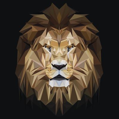 Schilderij - Leeuw, digitaal, Beige bruin , 3 maten ,Premium print