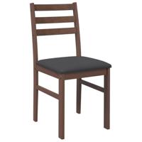 Eetkamerstoelen met kussens 2 st massief hout rubber bruin - thumbnail