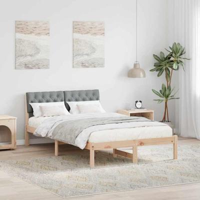 Bedframe Bruin en lichtgrijs 120 x 200 cm Massief grenenhout Bedframe Bruin en lichtgrijs 120 x 200 cm Massief grenenhout