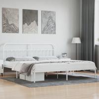 Bedframe met hoofdbord metaal wit 200x200 cm - thumbnail