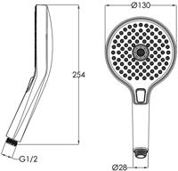 Ben Beam handdouche rond Ø13cm met 3 straalsoorten RVS-look - thumbnail