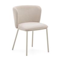 Kave Home Ciselia eetkamerstoel chenille Beige poot beige - thumbnail