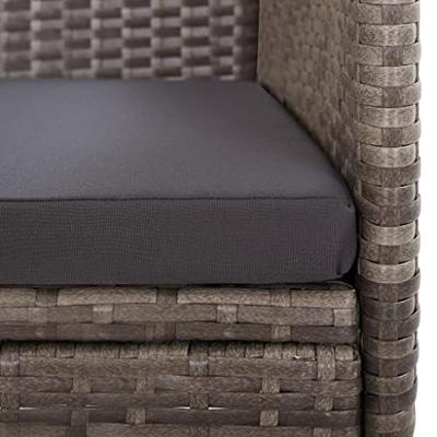 11-delige Tuinset met kussens poly rattan grijs