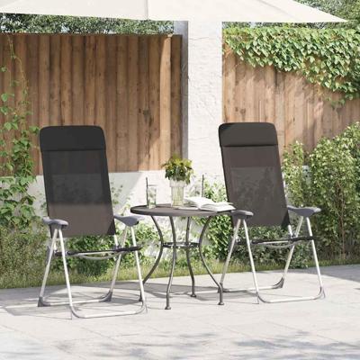 VidaXL Campingstoelen inklapbaar aluminium zwart 2 st