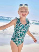 Badpak met tropische print voor meisjes dennen - thumbnail