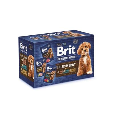 BRIT Premium by nature Dog Filets in gravy Kip, lam en rundvlees - natvoer voor honden - 12x85g