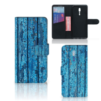 OPPO Reno Z Book Style Case Wood Blue - thumbnail