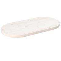 Tafelblad ovaal 70x35x2,5 cm massief grenenhout wit - thumbnail