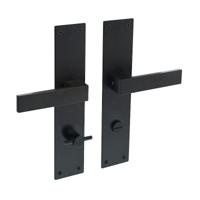 Deurkruk Amsterdam met schild 250x55x2mm WC78/8 zwart - thumbnail