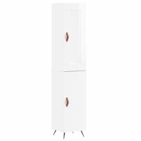 Hoge kast 34,5x34x180 cm bewerkt hout hoogglans wit - thumbnail