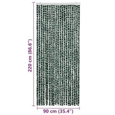 Vliegengordijn 90x220 cm chenille groen en wit
