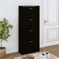 VidaXL Schoenenkast 63x24x147 cm bewerkt hout zwart - thumbnail
