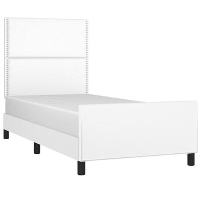 Bedframe met hoofdbord kunstleer wit 80x200 cm