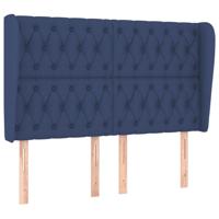 Hoofdbord met randen 163x23x118/128 cm stof blauw - thumbnail