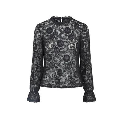 PIECES top met kant zwart