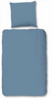HIP Dekbedovertrek "uni dessin" - Blauw - (140x200/220 cm) - Katoen Satijn - thumbnail