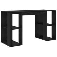 Bureau met Opslag Zwart Eiken 130 x 50,5 x 75 cm Bewerkt hout - thumbnail