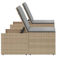 Ligstoelen 2 st met tafel poly rattan beige - thumbnail