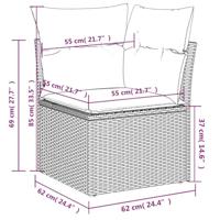 10-delige Loungeset met kussens poly rattan zwart - thumbnail