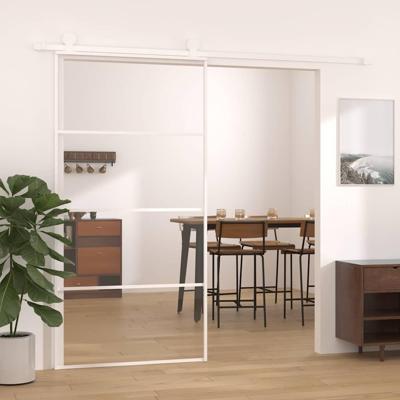 Schuifdeur 102,5x205 cm ESG-glas en aluminium wit