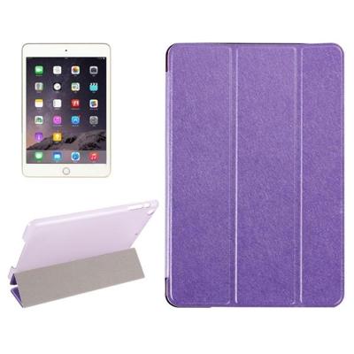 Zijde textuur horizontale Flip lederen draagtas met drie-opvouwbare houder voor iPad mini 2019 (paars)