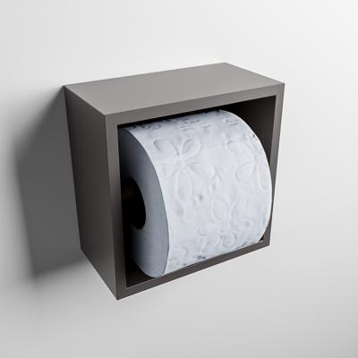 MONDIAZ Easy Toiletrolhouder CUBE 160 solid surface 16x8,6cm kleur Dark grey. Geschikt voor op en inbouw.
