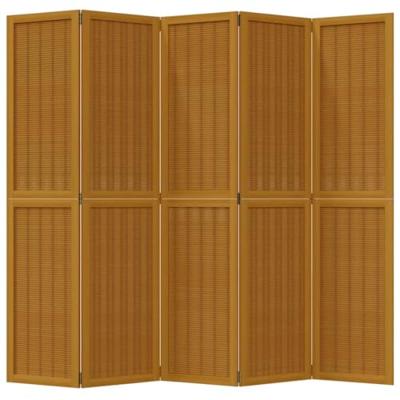 Kamerscherm met 5 panelen massief paulowniahout bruin
