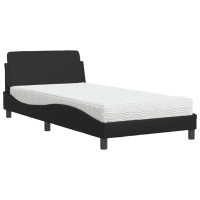Bed met matras kunstleer zwart 100x200 cm - thumbnail