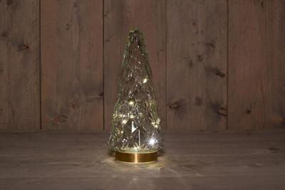 B.O.T. Tree Glass 13X28,5 cm Clear With Golden Base 10Led kerstverlichting Anna's Collection - Annas collection