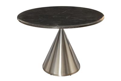 Ronde eettafel ELEGANCIA 130cm zwart marmer chroomstaal met onderstel - 45899