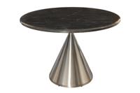 Ronde eettafel ELEGANCIA 130cm zwart marmer chroomstaal met onderstel - 45899 - thumbnail