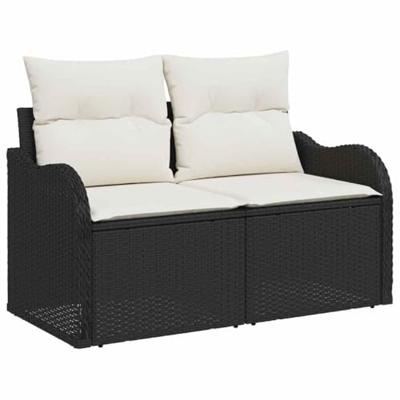Tuinbankenset met kussen 6 pcs Zwart poly rattan