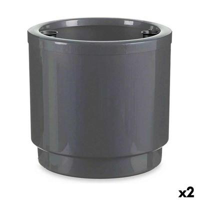 Zelfwaterende bloempot Ibergarden Zilverkleurig Polypropyleen 38 x 37,5 x 38 cm 38 x 37 x 38 cm (2 Stuks)