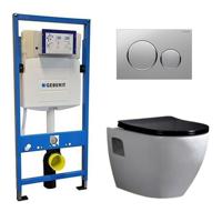 Geberit Toiletset Daley Flatline Zwart Rimfree Softclose Toiletbril Sigma Sigma 20 Mat/Glans Chroom - thumbnail