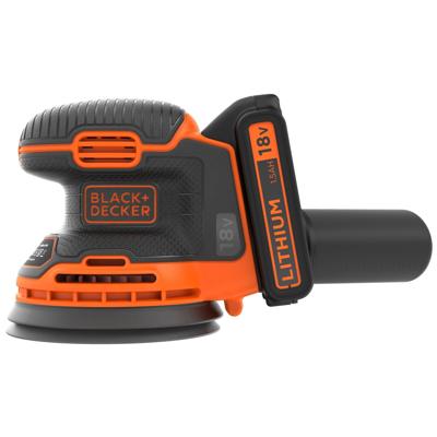 BLACK+DECKER BDCROS18 18V 1.5Ah Excentr. Schuurmachine | 1x 18V 1.5Ah accu + 400mA Lader | 1x schuurgaas | Stofopvangzak | In opbergtas - BDCROS18-QW BLACK+DECKER BDCROS18 18V 1.5Ah Excentr. Schuurmachine | 1x 18V 1.5Ah accu + 400mA Lader | 1x schuurgaas | Stofopvangzak | In opbergtas - BDCROS18-QW