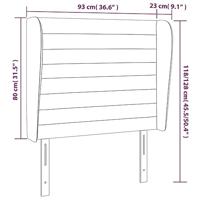 Hoofdbord met randen 93x23x118/128 cm fluweel lichtgrijs - thumbnail