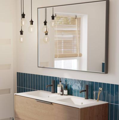 Ben Oblon spiegel met LED verlichting en anti-condens 120x80 cm Mat Zwart