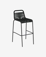 Kave Home Outdoor Barkruk 'Lambton' kleur Zwart (zithoogte 74cm) - thumbnail