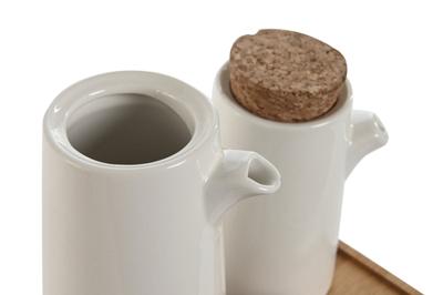 Olie en azijnset Home ESPRIT Wit Bamboe Keramiek 20,6 x 12 x 18 cm