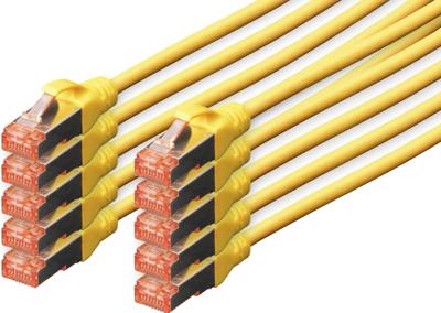 Digitus DK-1644-005-Y-10 RJ45 Netwerkkabel, patchkabel CAT 6 S/FTP 0.50 m Geel Folie afscherming, Afscherming totaal, Afgeschermd, Halogeenvrij, Simplex,