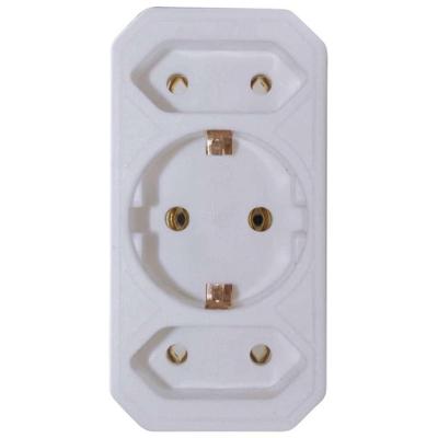 VB 41198 verloopstekker 2x euro + 1x ra wit