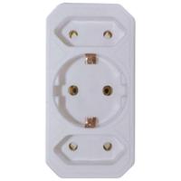 VB 41198 verloopstekker 2x euro + 1x ra wit - thumbnail