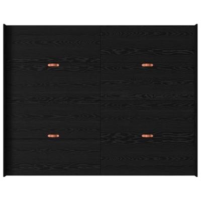 Opbergbedframe met lade Zwart eiken 135 x 190 cm Bewerkt hout