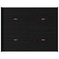 Opbergbedframe met lade Zwart eiken 135 x 190 cm Bewerkt hout - thumbnail