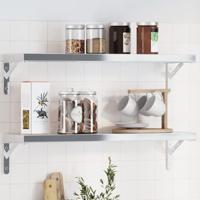 Plankdragers 4 st 20x2,5x14 cm roestvrijstaal zilverkleurig - thumbnail