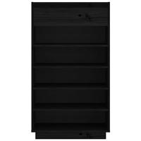 Schoenenkast 60x34x105 cm massief grenenhout zwart - thumbnail