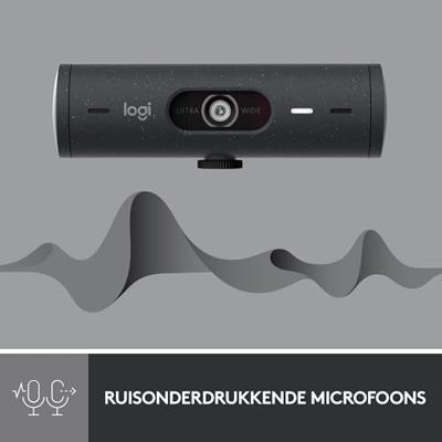 Logitech Brio 500 Full HD-webcam Klemhouder, Stereomicrofoon, Geïntegreerd afdekpaneel