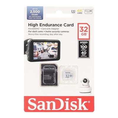 SanDisk High Endurance Monitoring microSDHC-kaart 32 GB Class 10, UHS-I, UHS-Class 3, v30 Video Speed Class Incl. SD-adapter SanDisk High Endurance Monitoring microSDHC-kaart 32 GB Class 10, UHS-I, UHS-Class 3, v30 Video Speed Class Incl. SD-adapter